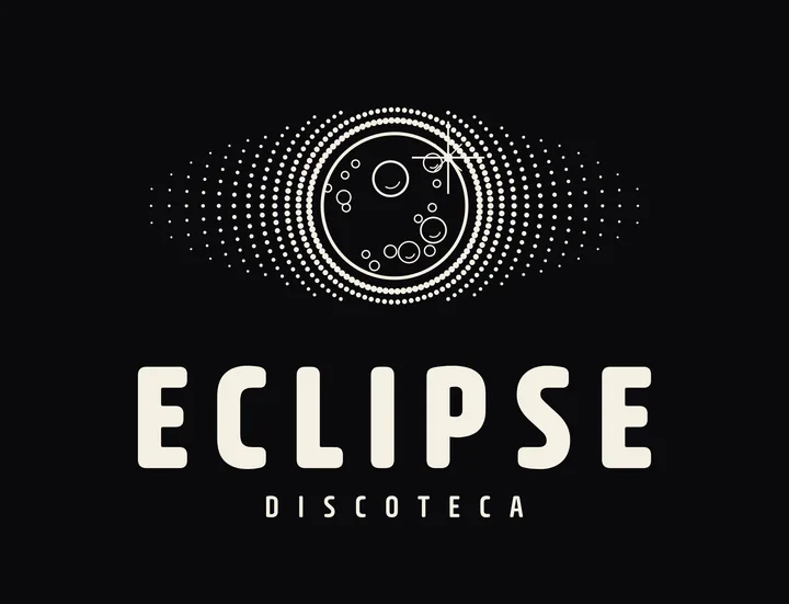 Logo Eclipse, vertical, una tinta crema, fondo negro