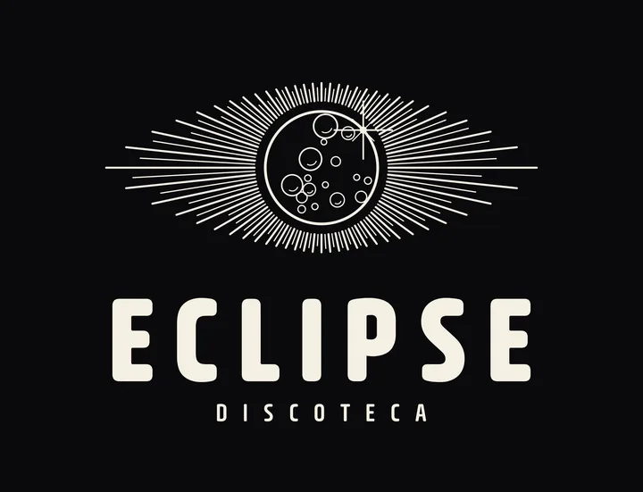 Logo Eclipse, vertical, una tinta crema, fondo negro