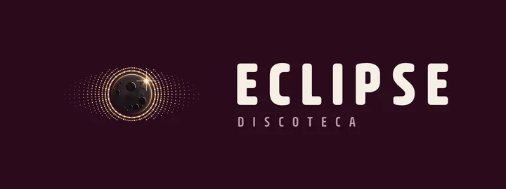 Logo Eclipse, horizontal, color, fondo vino oscuro
