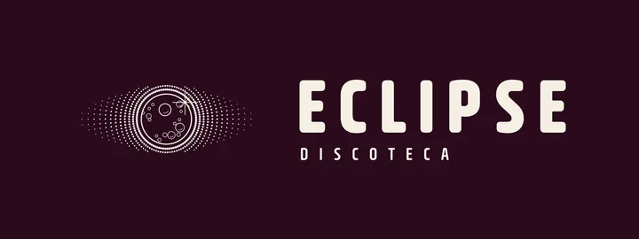 Logo Eclipse, horizontal, una tinta crema, fondo vino oscuro
