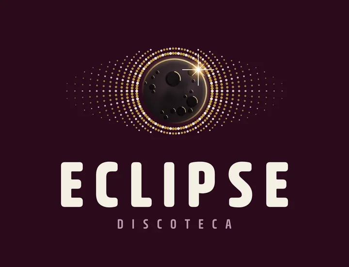 Logo Eclipse, vertical, color, fondo vino oscuro