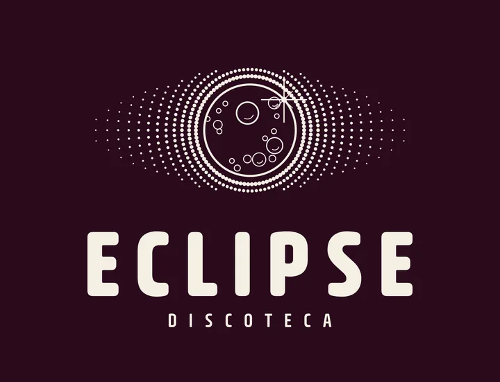 Logo Eclipse, vertical, una tinta crema, fondo vino oscuro