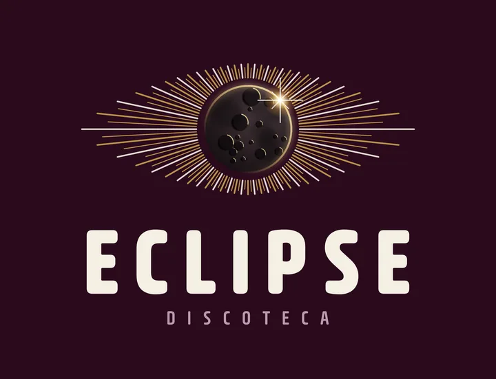 Logo Eclipse, vertical, color, fondo vino oscuro