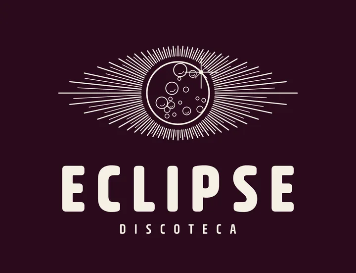 Logo Eclipse, vertical, una tinta crema, fondo vino oscuro